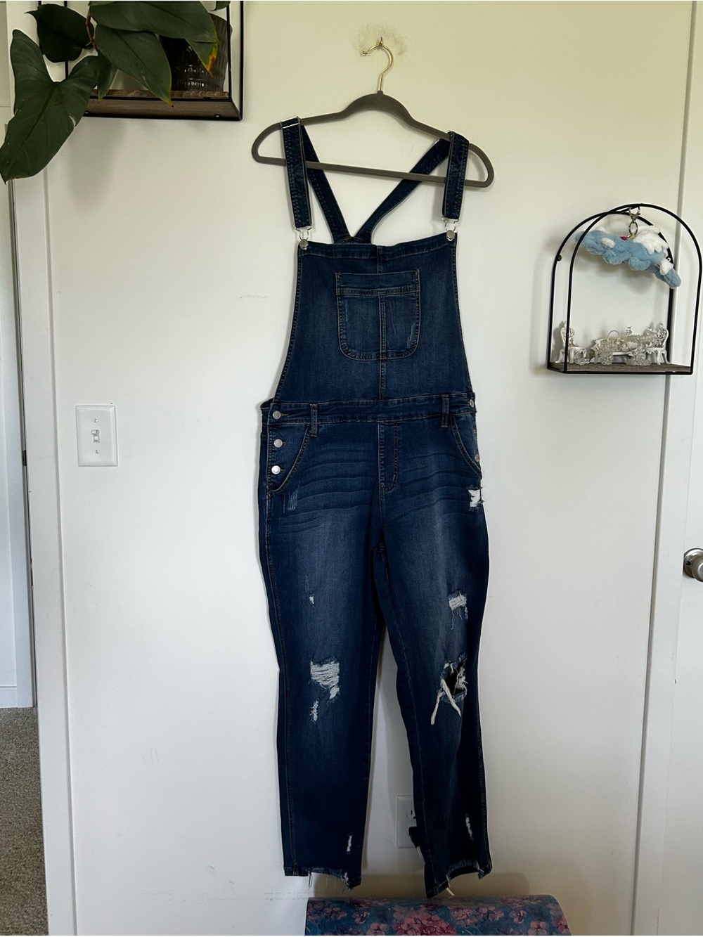 Judy Blue Distressed Full Pant Denim Blue Jean Overalls Plus Size 1X
